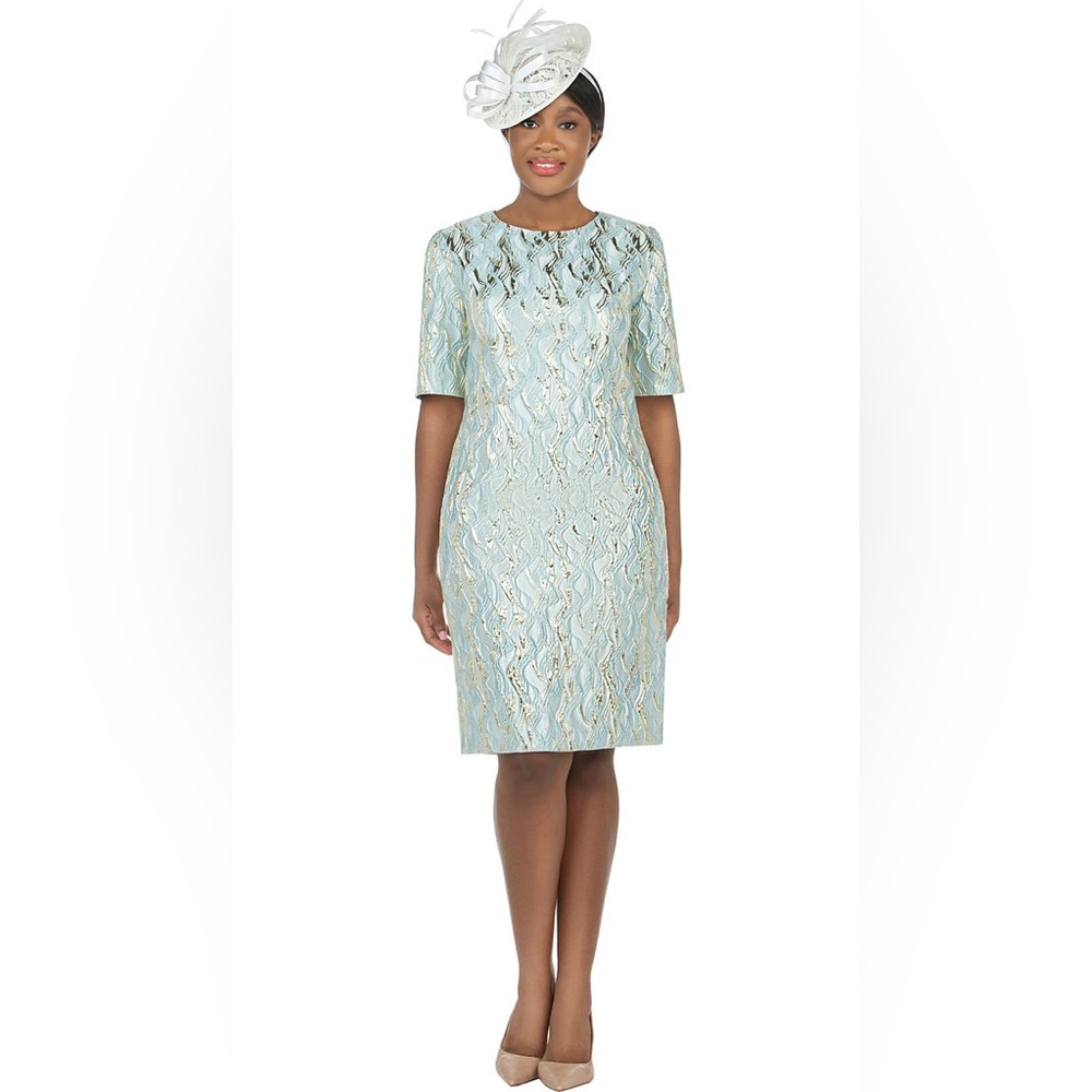 Giovanna Apparel Blue Gold Silver Marble Brocade MOB MOG Evening Extra Large 16W
